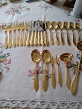 SBS  Solingen vergoldetes Besteck 23/24 Karat hartvergoldet 6 Personen-24 Teile