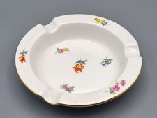 Meissen Porzellan Aschenbecher, gestreute Blümchen Blumen Handmalerei, Goldrand