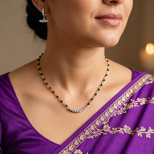 Mangalsutra kette schwarz - cz,