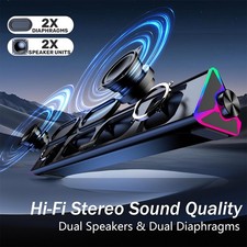 Bluetooth 5.3 USB Lautsprecher Stereo Soundbar Musikbox für PC Laptop Computer