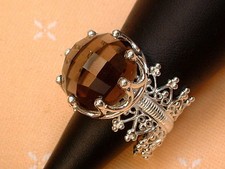 Designer Kronen Ring - mit Rauchtopas - facettiert - Sterling Silber - 925 - TOP