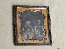 Sehr alte Daguerreotypie ( Photo auf Kupferplatte) , 2 Kinder, Geschwister