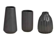 Vase 3er Set Schwarz Keramik