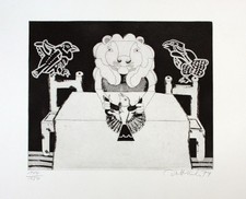 1974 - Simon Dittrich Original Radierung Löwe signiert 150 Exemplare