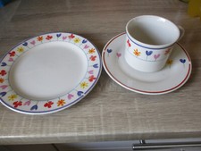 Wellco Design - Kaffeegedeck Blumen-Muster "Tasse / Unterteller / Kuchenteller "