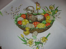 Schöne Osterdecke-Osterkörbchen-Schäfchen-Küken-Ostereier-Tischdecke-Neu/unb.