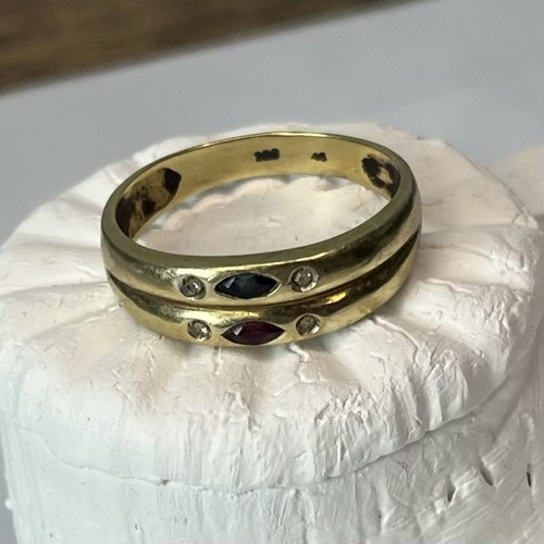 Ring 333 gold rubin smaragd - ring,