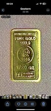 Gold Barren 999,9 Feingehalt, 1/20 Unze, 24 Karat, Heimerle+Meule??, Geprüft !