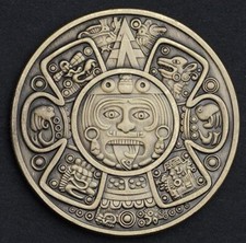 MAYA KALENDER - Azteken / Pyramide / Sonnenscheibe - BRONZE - MEDAILLE - TOP