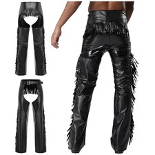 Herren Leder Chaps Motorrad Cowboy Hose Biker Chaps Lederhose Motorradfahrer 