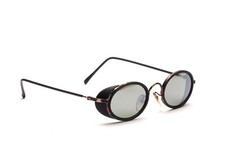 Sonnenbrille oval Metall unisex modern Schwarz Gold Seitenschutz Retro Fashion