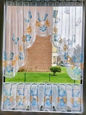 Bistro-Scheibengardine 2-teilig, Gardinen-Set, Bogenstore "Blaue Schmetterlinge"