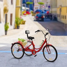 24 Zoll 3-Rad 7-Gang Dreirad für Erwachsene Senioren Fahrrad mit Einkaufskorb