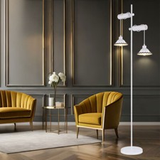 Stehleuchte Stehlampe Standleuchte Wohnzimmerlampe Keramik 2 Flammig H 168 cm 