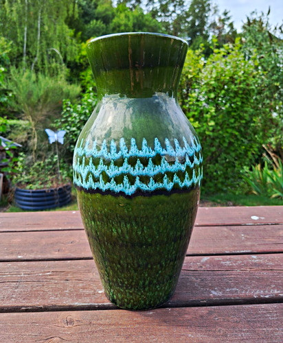 Keramik vase grün glänzend - vase,