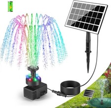 SZMP Solar Springbrunnen Pumpe 3.5W 2000mAh für Garten mit LED-Lichtern