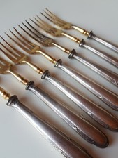 Antik Kuchengabel Gepunzt Gabel, 7 Stück, Alt Vintage Gabel