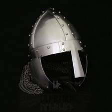 Nasalhelm mit Wangenklappen und Brünne, 2 mm Stahl - schaukampftauglich Rüstung