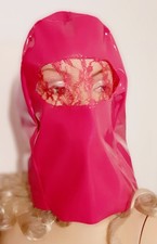 Lackmaske rosa mit Spitze