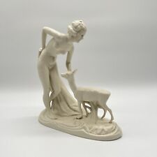 Schaubach Kunst Porzellan Figur „Diana mit Reh“ Dame Biskuitporzellan Art Deco
