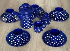 Waechtersbach Kaffeeservice Keramik Kobalt Blau Punkte Polka Dots 70er