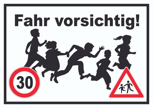 Fahr vorsichtig schild h - fahr, km/h