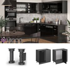 Eckunterschrank Küchenschrank R-Line Solid Anthrazit Schwarz 86 cm modern Vicco