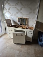 Kare Design Schminktischkombination Croco White mit Hocker und Spiegel