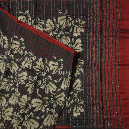 Vintage schwarz saree - saree, 100%