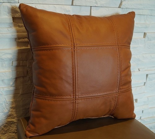 Cognac lederkissen echt leder - cognac,