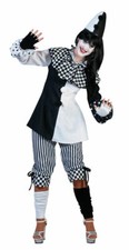 Clown Kostüm Damen Narren Harlekin Pierrot schwarz-weiß Damenkostüm Karneval KK