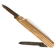 Taschenmesser Antik George Wostenholm Sheffield 14 Karat 585 Gold Diamant 16,3 g