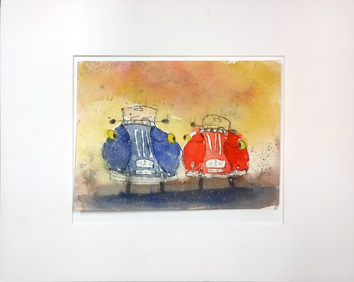 Aquarell auto ente unikat - ente,