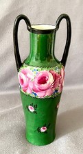 Schlanke Jugendstil-Vase Amphore ROSEN handgemalt 22 cm