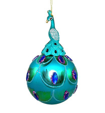 Anhänger Weihnachten Pfau türkis Glas Weihnachtskugel Christbaum XmasLook