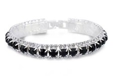 Armband 925 Silber AAA Österreichische Royal Schwarz Kristalle Damen Modeschmuck