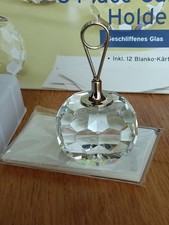 Tischkartenhalter, 6 Stück, geschliffenes Glas, TCM Tschibo, Vintage