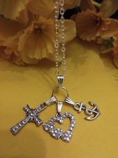 Wunderschöne Kette Glaube Liebe Hoffnung Unikat Ca 45+5 Cm Lang