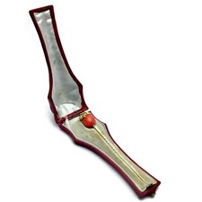 ANTIK KRAWATTENNADEL GOLD KORALLE PANTHER 1850er JAHRE