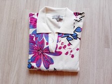 QVC  Art & Colour  Pullover mit 3/4 Arm Kragen Blumen cremeweiß  GR S (36/38)
