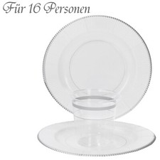32tlg Set Einweggeschirr Classic Silber Becher 16 Personen RESTPOSTEN A-881