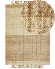 Teppich Jute beige / braun mit Fransen 200 x 300 cm hangewebt natürlich Karkin