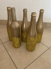 Deko Flaschen gold/Glitzer Mottoparty + Spraydose
