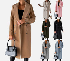 Damen Mantel Trenchcoat Wintermantel Übergangs zweireihig Jacke Parka Lang DE