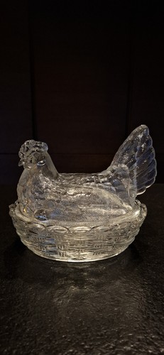 Vintage pressglas huhn - pressglas,