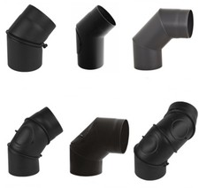 Ofenrohr Rauchrohr Kaminrohr Bogen Knie 45° 90 Grad Stahlblech 2mm schwarz 6 DN