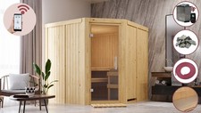 Sauna Saunakabine Innensauna MARLA 2 197x197cm +9kW-Bio Ofen HUUM Wifi Steuerung