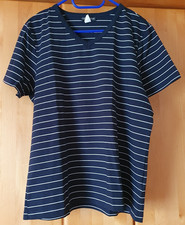 Damen T Shirt Ringelshirt Streifen Größe 46 nachtblau weiß Elasthan kurzarm