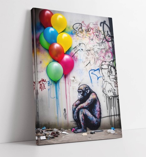 Graffiti affe mit ballons - affe,