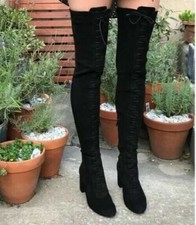 & OTHER STORIES Overknees Stiefel Schwarz Wildleder Veloursleder extra lang 36